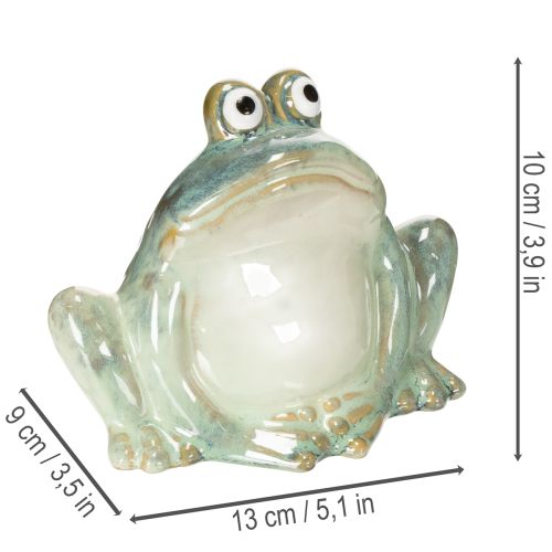 Article Figurine décorative de grenouille en céramique, design détaillé, charmante idée cadeau, 13 cm