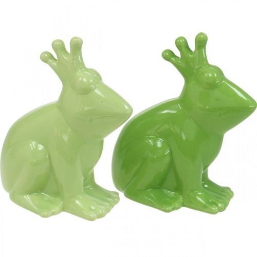Article Grenouille décorative en céramique, décoration d&#39;été couple prince grenouille 13×8×16cm 2pcs