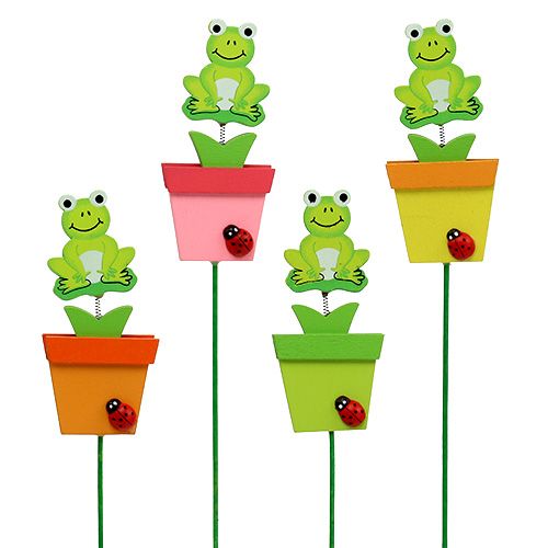 Floristik24 Grenouille dans un pot de fleurs assorti. 9 cm L28 cm 16 pièces