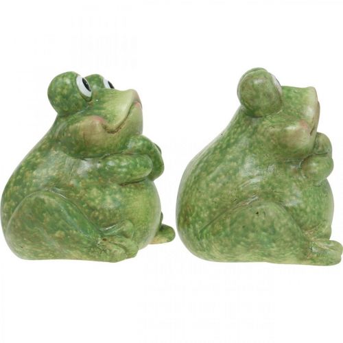 Article Couple de grenouilles en céramique, couple de grenouilles en céramique, décoration d'été 14cm 2pcs