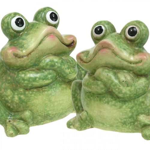Floristik24 Couple de grenouilles en céramique, couple de grenouilles en céramique, décoration d&#39;été 14cm 2pcs