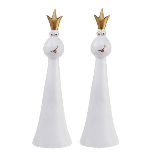 Floristik24 Décoration Prince Grenouille Figurine Décoration Grenouille Or Blanc H19,5 cm 2pcs