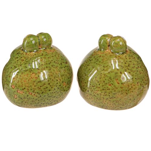 Article Tête de grenouille céramique été vert marron vintage 7x7cm 4 pcs