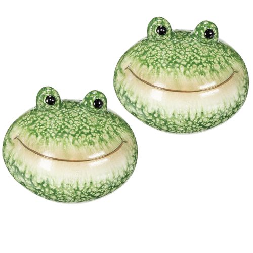 Article Figurine décorative de grenouille pour une décoration ludique de la maison et du jardin, verte, 11 cm, lot de 2