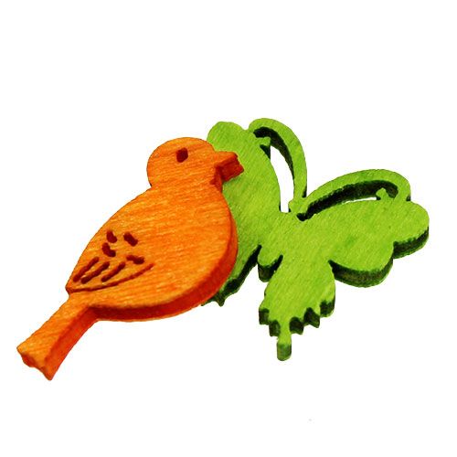 Floristik24 Oiseau décoratif et papillon en bois décoration éparpillement coloré 2cm 144p