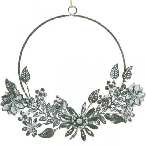 Floristik24 Décoration printanière, bague décorative fleurs, décoration métal, décoration fleur pendentif Ø16cm 2pcs