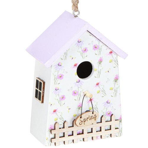 Floristik24 Décoration de Printemps Nichoir Lilas Blanc H11cm 3 Pcs