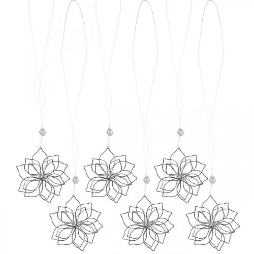 Floristik24 Décoration printanière, fleur en fil de fer, fleur en métal, décoration mariage, pendentif déco été 6pcs