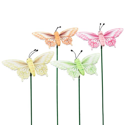 Bouchon à fleurs papillons décoratifs en bois sur bâton 23cm 16pcs