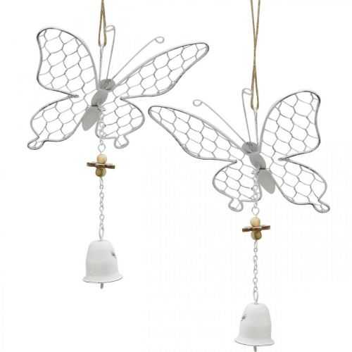 Floristik24 Décoration de printemps, papillons en métal, Pâques, pendentif de décoration papillon 2pcs