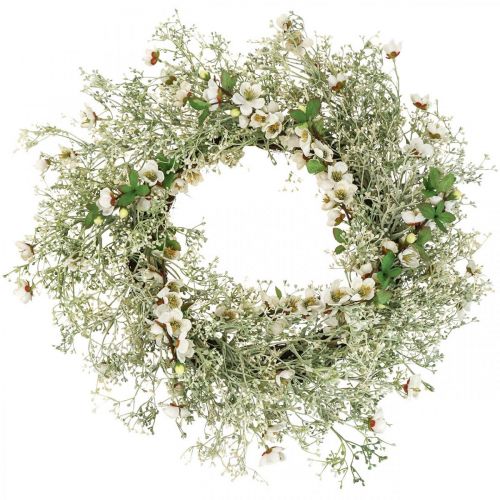 Floristik24 Couronne de printemps fleurs de cerisier couronne de gypsophile artificielle Ø50cm