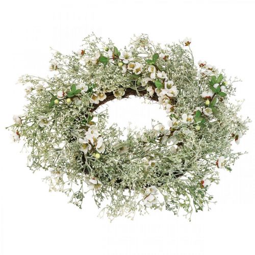 Floristik24 Couronne de printemps fleurs de cerisier couronne de gypsophile artificielle Ø50cm