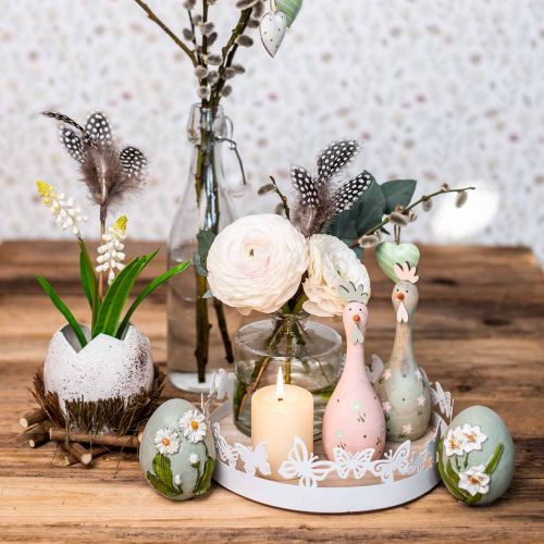 Floristik24 Plateau ressort, décoration papillon, décoration de table, décoration métal pour plantation blanc Ø20cm H6,5cm