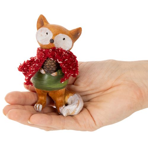 Renard décoratif avec écharpe et pomme de pin, 10 cm, 2 pièces | Floristik24.be