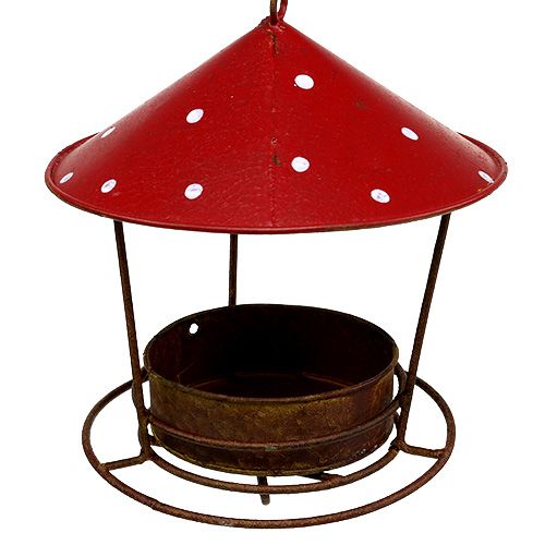 Floristik24 Mangeoire à oiseaux à suspendre rouge, grille Ø16cm H40cm