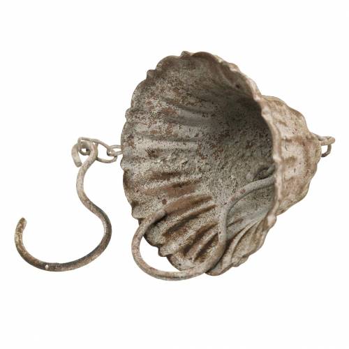Floristik24 Cloche en métal à suspendre avec crochets, aspect antique, grille inox Ø8,5cm H11cm