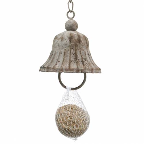 Floristik24 Cloche en métal à suspendre avec crochets, aspect antique, grille inox Ø8,5cm H11cm