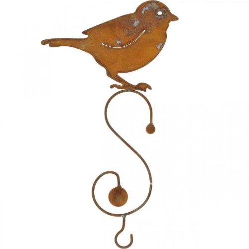 Floristik24 Oiseau décoratif en métal, cintre à nourriture, décoration de jardin en acier inoxydable L38cm