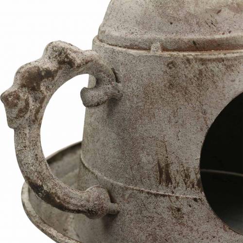 Pot à oiseaux à suspendre en acier inoxydable aspect antique Ø26cm H17cm