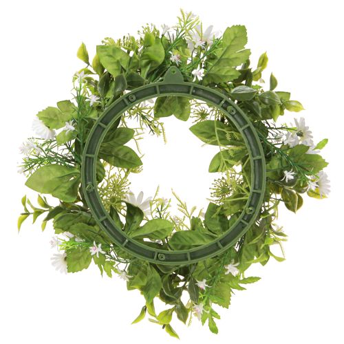Article Couronne de marguerites artificielles blanches et vertes Ø28cm H9cm