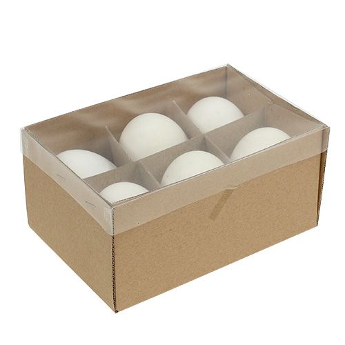 Floristik24 Oeufs d&#39;oie blancs 7cm - 8cm 6pcs