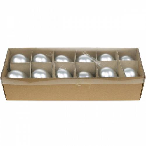 Floristik24 Oeufs d'oie Oeufs soufflés en argent Décoration de Pâques 12 pcs