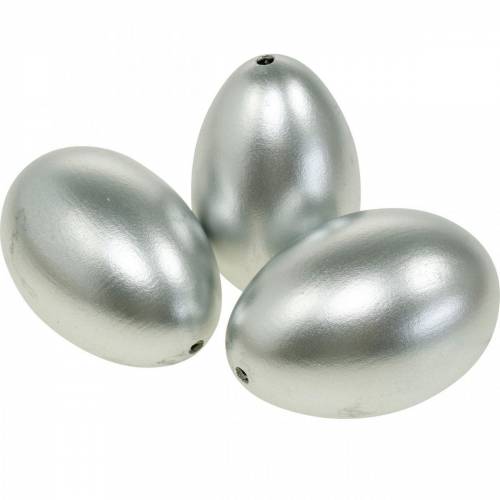 Oeufs d&#39;oie Oeufs soufflés en argent Décoration de Pâques 12pcs