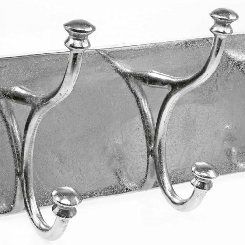Floristik24 Porte-manteau avec 3 crochets, barre de crochet pour accrocher, crochets décoratifs en métal aspect vintage argent L46cm