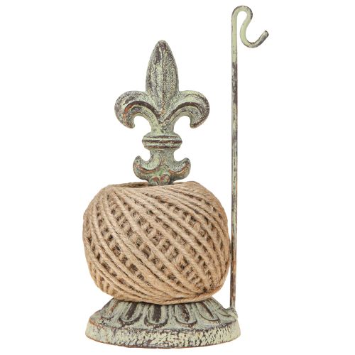Article Porte-bobine de fil décoratif en métal antique avec lys et jute 20,5 cm