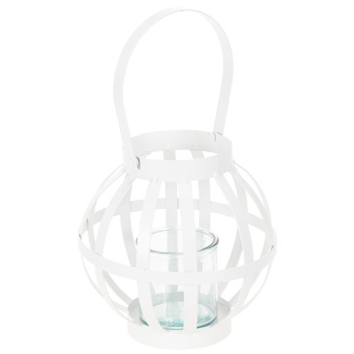 Lanterne de jardin en métal et verre, porte-bougie suspendu, blanc, Ø18,5 cm acheter | Floristik24.be