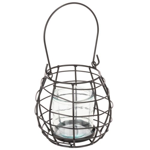 Lanterne de jardin en métal noir avec éclairage par le vent, Ø 14 cm H 12,5 cm acheter | Floristik24.be