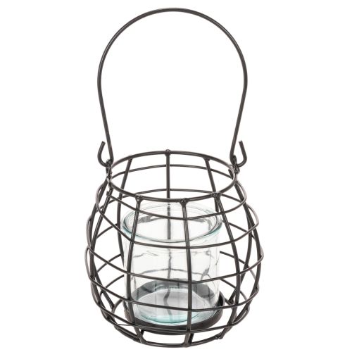 Lanterne de jardin en métal noir avec éclairage par le vent, Ø 14 cm H 12,5 cm | Floristik24.be