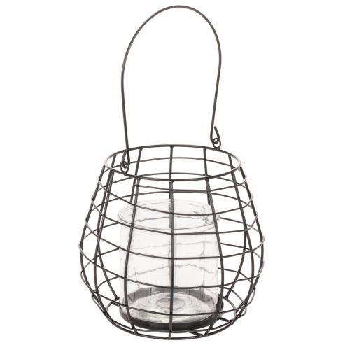 Lanterne de jardin avec bougeoir en verre, noire, Ø20cm, H18,5cm acheter | Floristik24.be