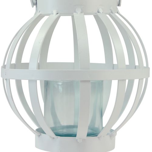 Article Lanterne de jardin lanterne en verre métal à suspendre blanc Ø18,5cm