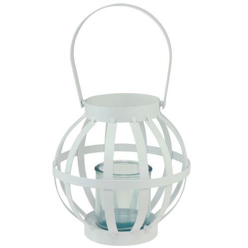 Floristik24 Lanterne de jardin lanterne en verre métal à suspendre blanc Ø18,5cm