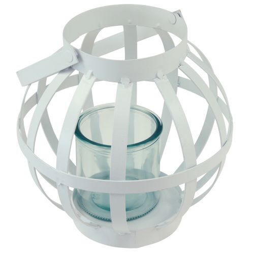 Article Lanterne de jardin lanterne en verre métal à suspendre blanc Ø18,5cm