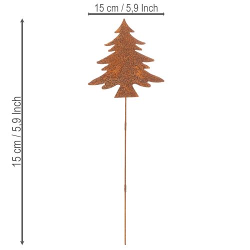 Piquet de jardin, acier patiné, cerf, étoile, sapin, H 10/15 cm, lot de 3 | Floristik24.be