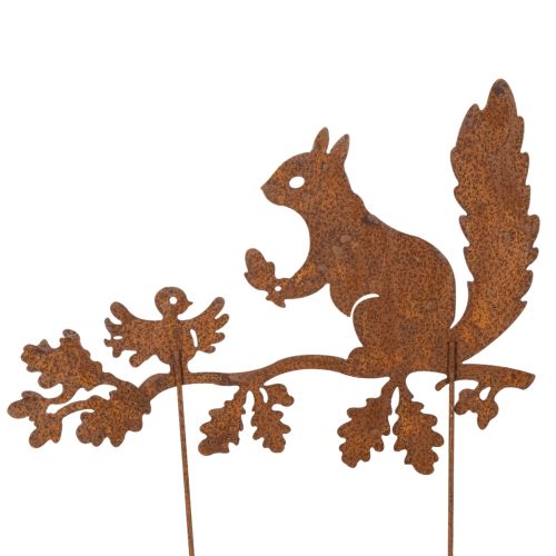 Écureuil décoratif de jardin sur piquet, métal vieilli, 42 cm de haut, 3 pièces | Floristik24.be