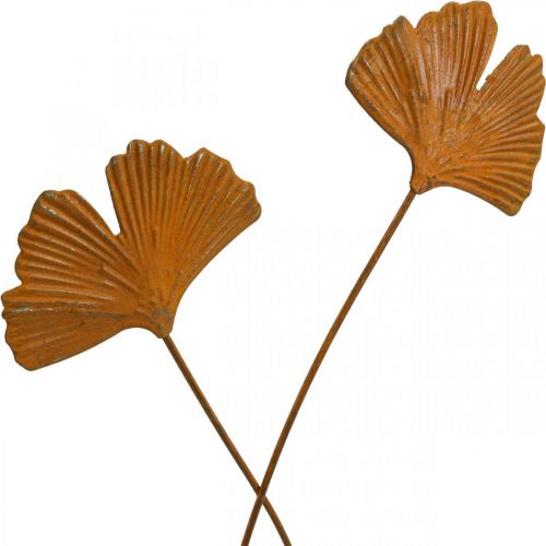 Piquet de jardin feuille de ginkgo rouille piquet de lit 7x5cm 6pcs