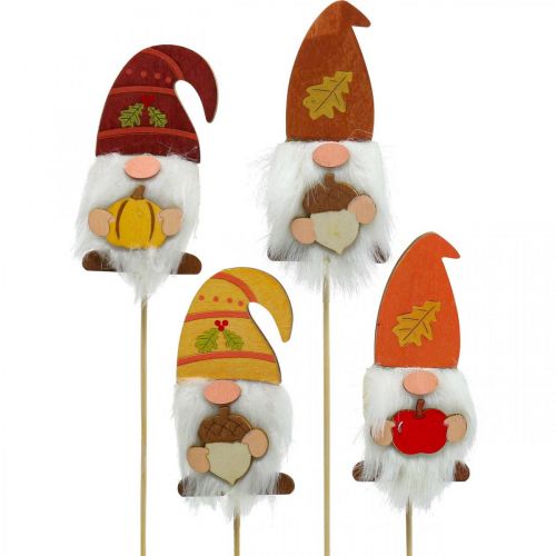 Article Piquets de jardin Gnome Décoration d&#39;automne Bois Assorti 39cm 8 pcs