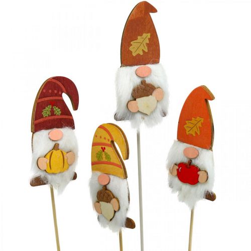 Article Piquets de jardin Gnome Décoration d&#39;automne Bois Assorti 39cm 8 pcs