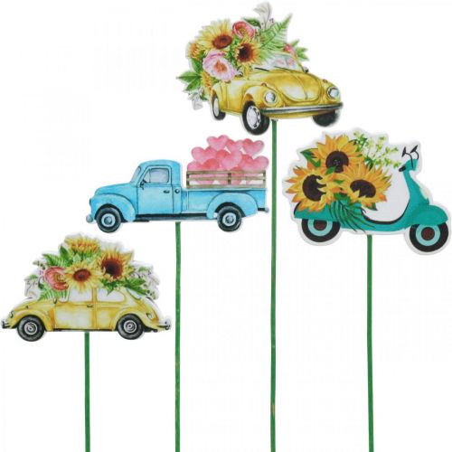 Article Voiture sur piquet de jardin, décoration cadeau permis de conduire L24/24,5cm 16 pièces