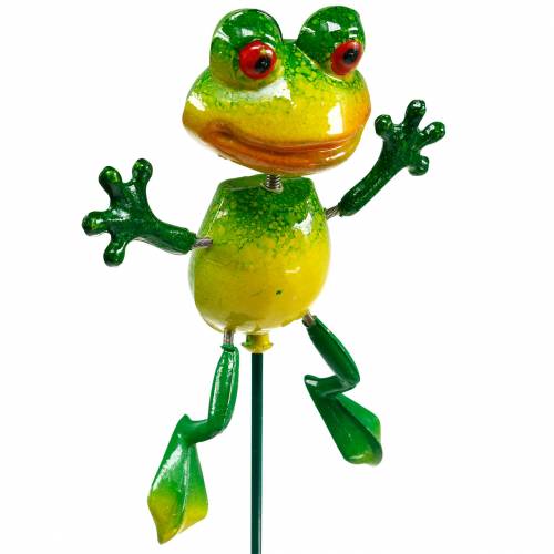 Floristik24 Bouchon fleur grenouille avec ressorts métal vert, jaune H65.5cm