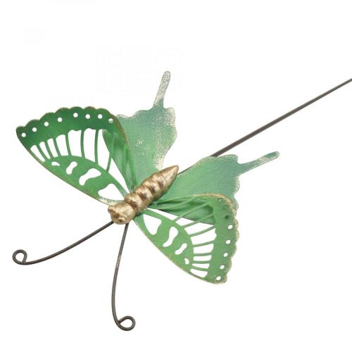 Floristik24 Piquet de Jardin Métal Papillon Vert Or 12x10/46cm