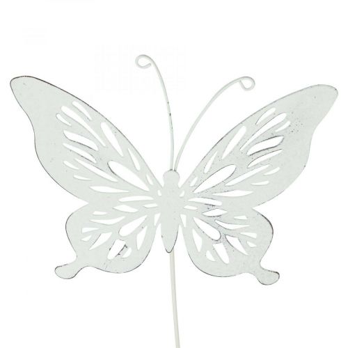 Floristik24 Piquets de jardin métal papillon blanc 14×12.5/52cm 2pcs