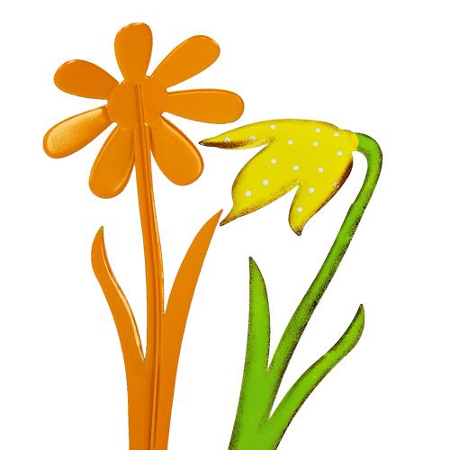 Floristik24 Pique de jardin fleur en métal orange jaune 47 cm 4 p.