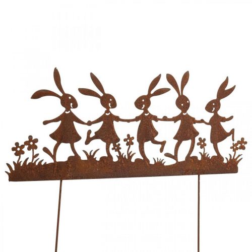 Floristik24 Piquet de jardin Pâques rouille, piquet fleur lapin métal L40cm