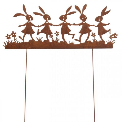 Floristik24 Piquet de jardin Pâques rouille, piquet fleur lapin métal L40cm