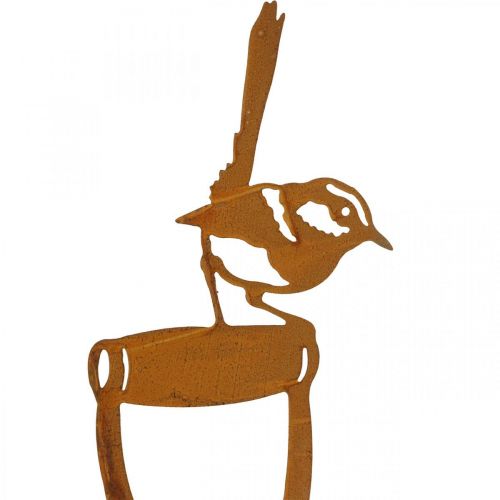Article Piquet de jardin patiné oiseau sur manche de pelle H46,5cm