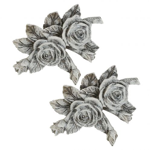 Floristik24 Rose pour décoration funéraire polyrésine 10cm x 8cm 6 pcs